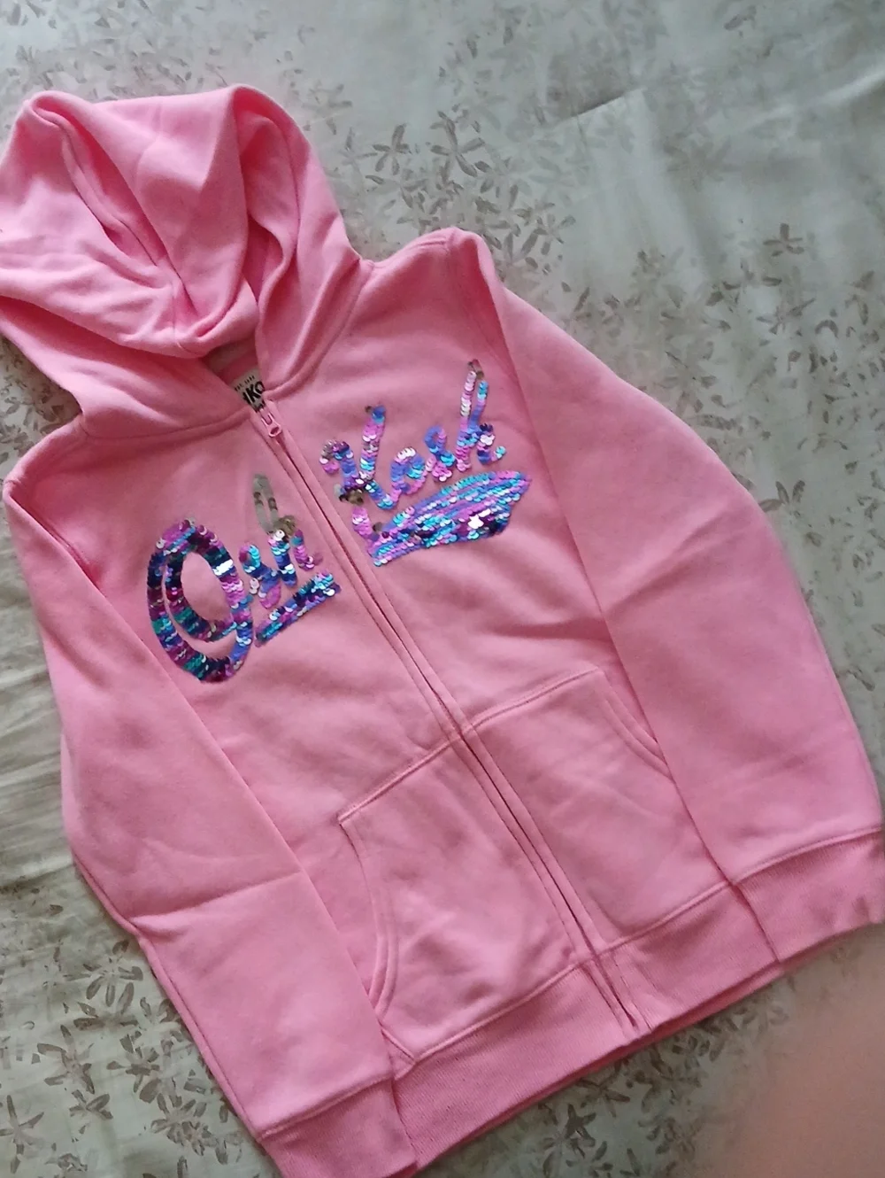 OshKosh B'gosh Pink Sequin Zip Hoodie Size 8